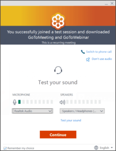 GoToWebinar Computer Audio Test